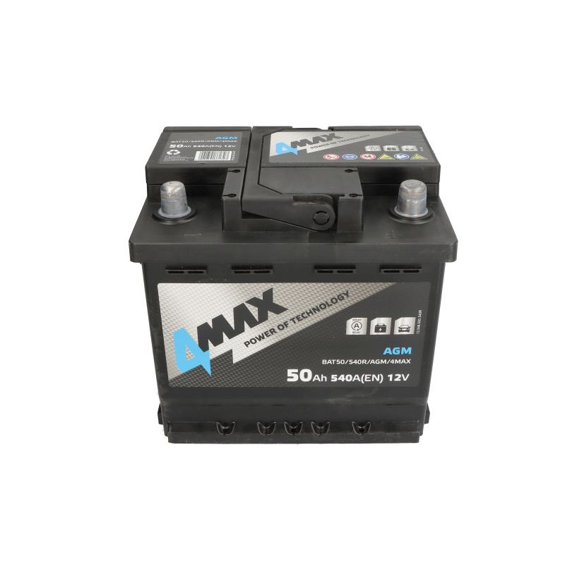 Автомобільний акумулятор 4MAX 50Ah 540A R+ AGM Start-Stop