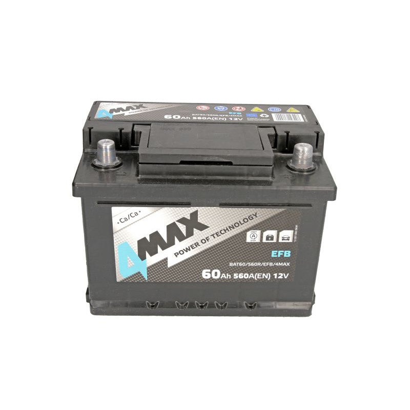 Автомобільний акумулятор 4MAX 60Ah 560A R+ EFB Start-stop (низький)