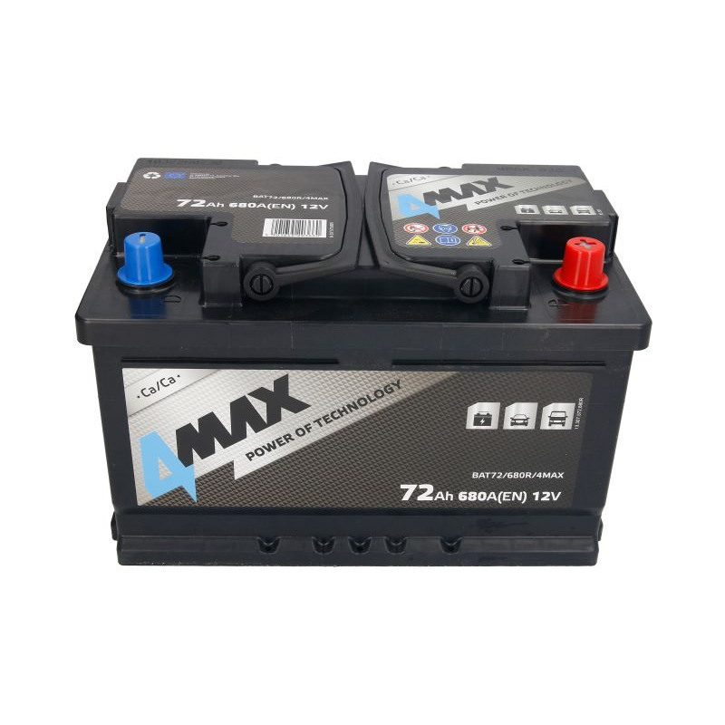 Автомобільний акумулятор 4MAX 72Ah 680A R+ (низький)