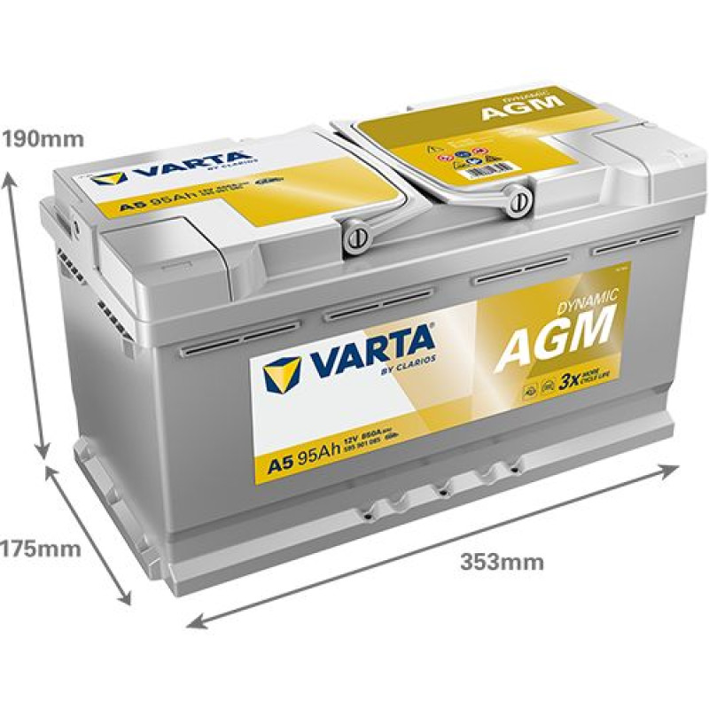 Акумулятор Varta A5 AGM 95Ah 850A R+ (595 901 085) Start-Stop