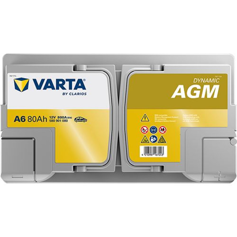 Акумулятор Varta A6 AGM 80Ah 800A R+ (580 901 080) Start-Stop