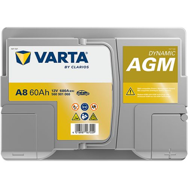 Акумулятор Varta A8 AGM 60Ah 680A R+ (560 901 068) Start-Stop