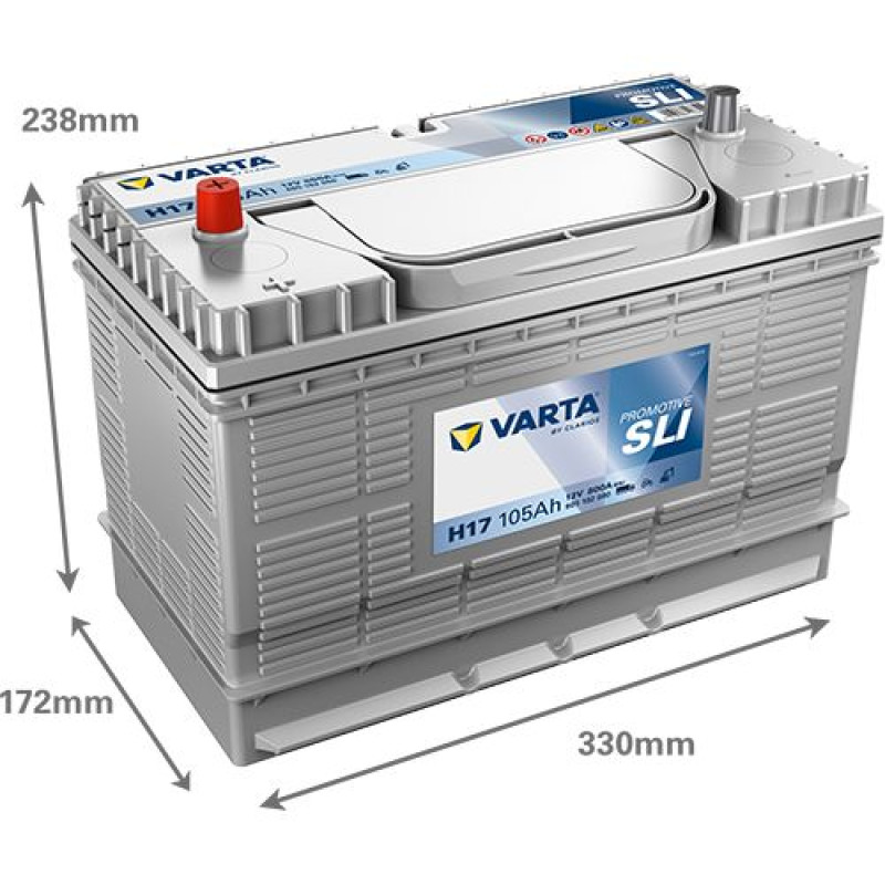 Вантажний акумулятор Varta Promotive Black 105Ah 800A L+ (H17) (Jhone Deere, Case IH)