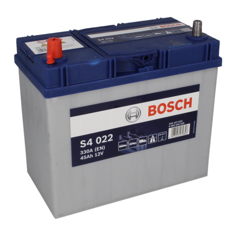Автомобільний акумулятор Bosch S4 (022) 45Ah 330A L+ (Asia тонкі клеми)