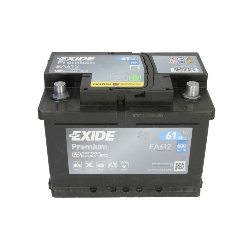 Акумулятор Exide Premium 61Ah 600A R+ (EA612) низькобазовий