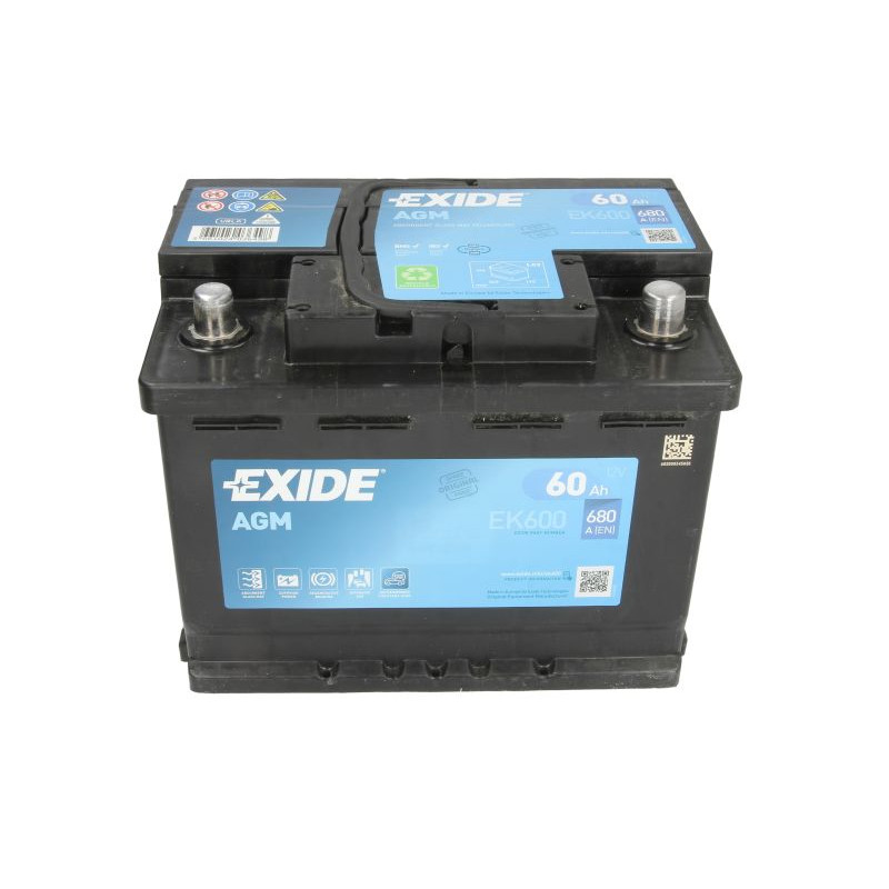 Акумулятор Exide 60Ah 680A R+ AGM (Start-Stop) EK600