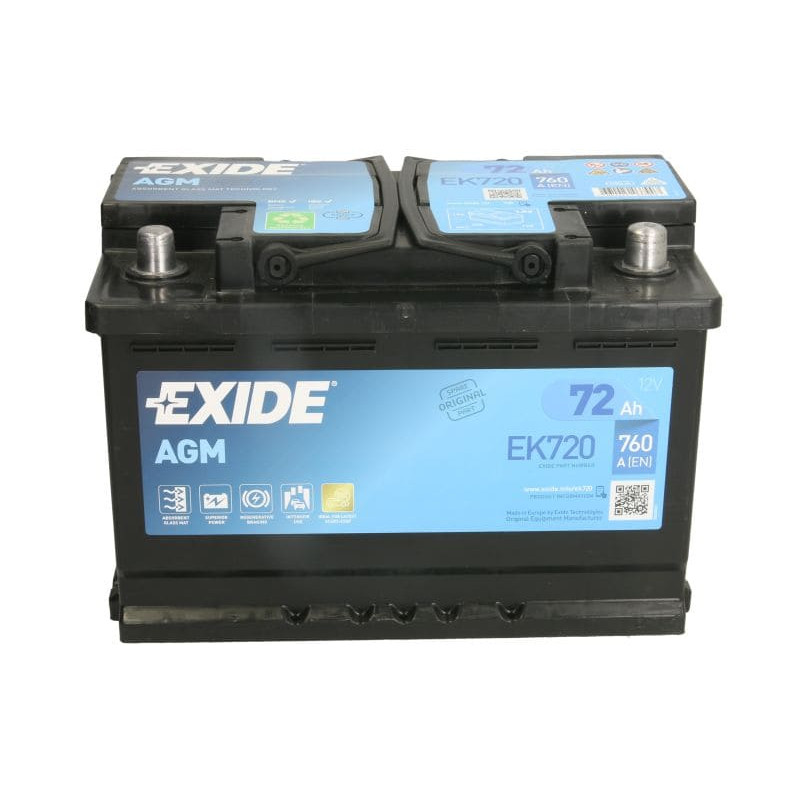 Акумулятор Exide 72Ah 760A R+ AGM (Start-Stop) EK720