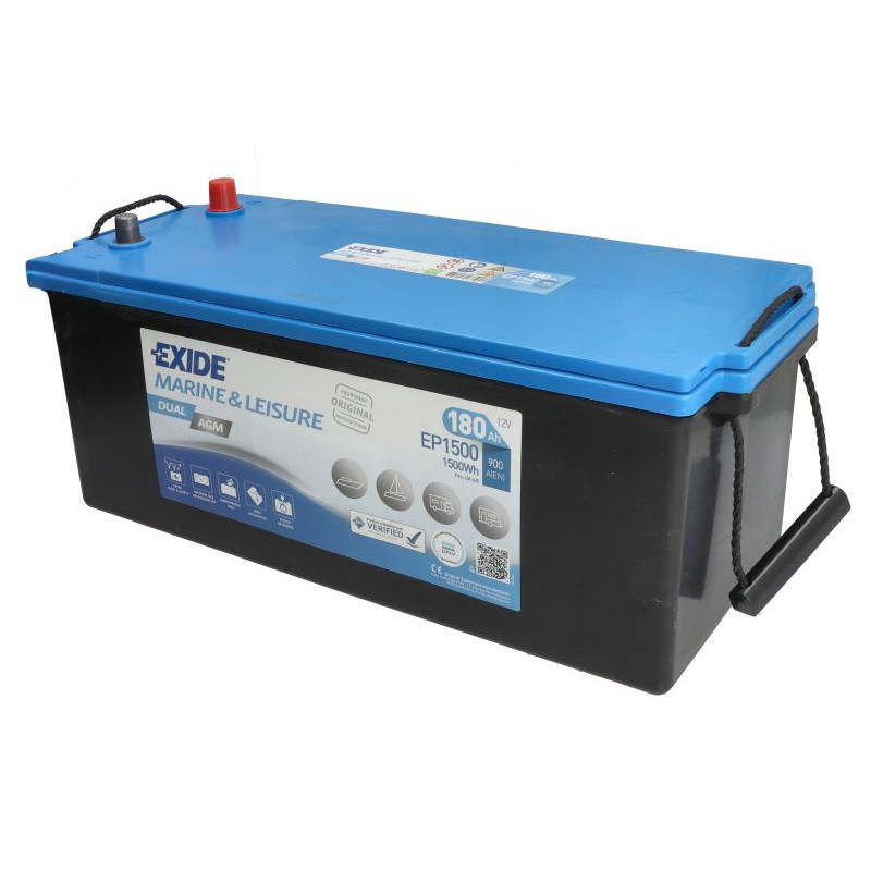 Човновий акумулятор Exide Dual AGM Marine/RV EP1500 180Ah 900A L+ 1500 Wh