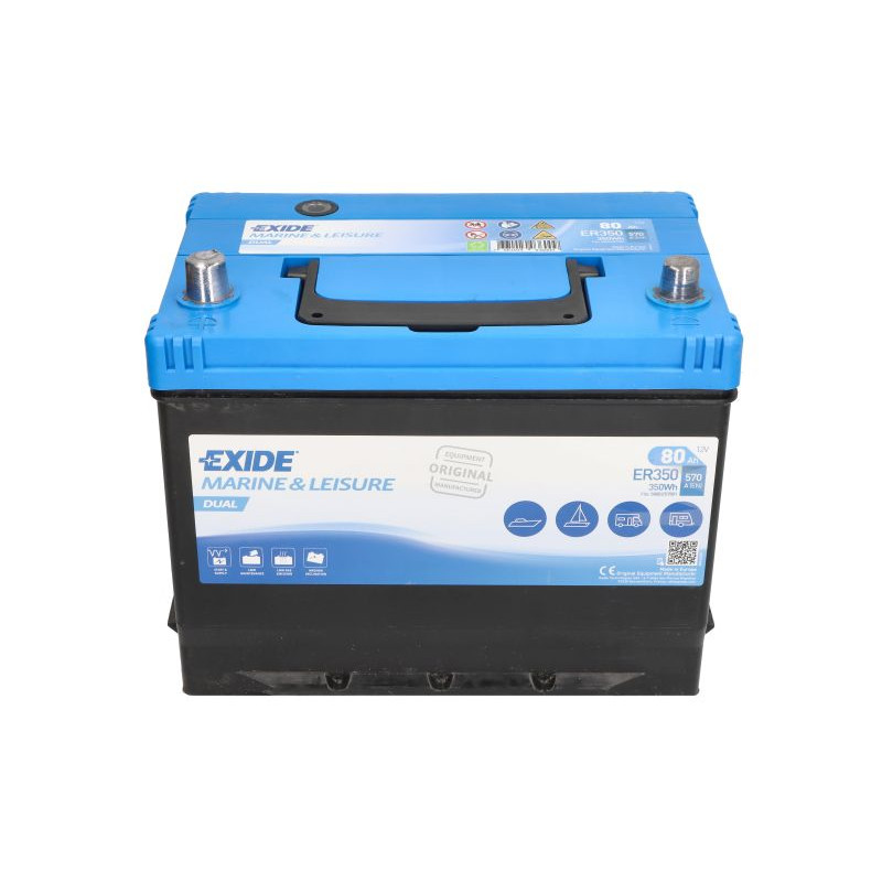 Човновий акумулятор Exide Dual Marine/RV ER350 80Ah 570A L+ 350 Wh (Dual EFB)