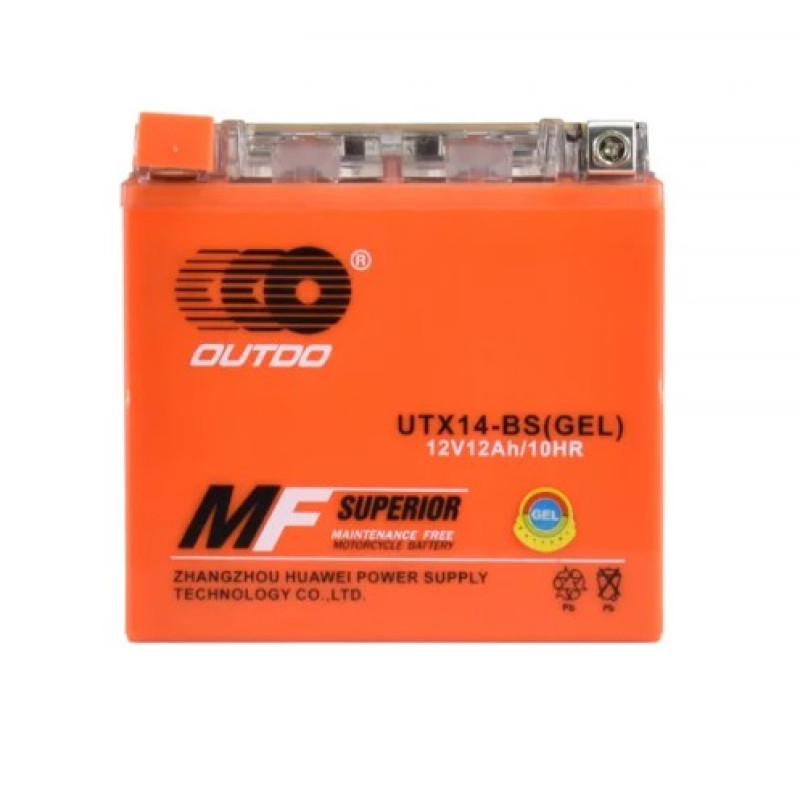 Акумулятор Outdo UTX14-BS GEL (гелевий) 12Ah для мототехніки