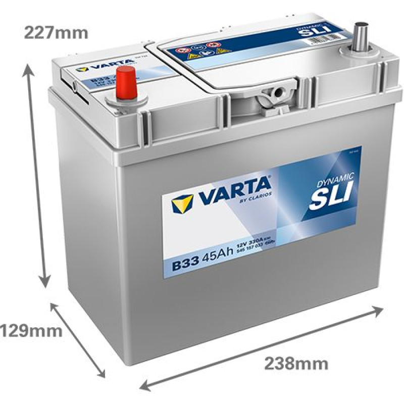 Акумулятор Varta B33 Blue Dynamic 45Ah 330A L+ (Asia, тонкі клеми) (545 157 033)