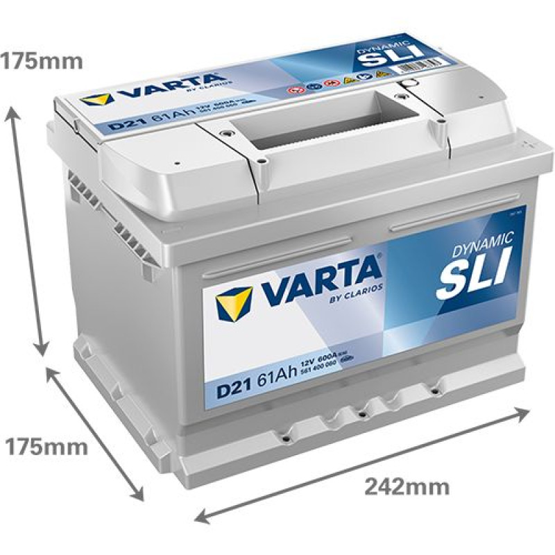Акумулятор Varta D21 Silver Dynamic 61Ah 600A R+ (561 400 060)