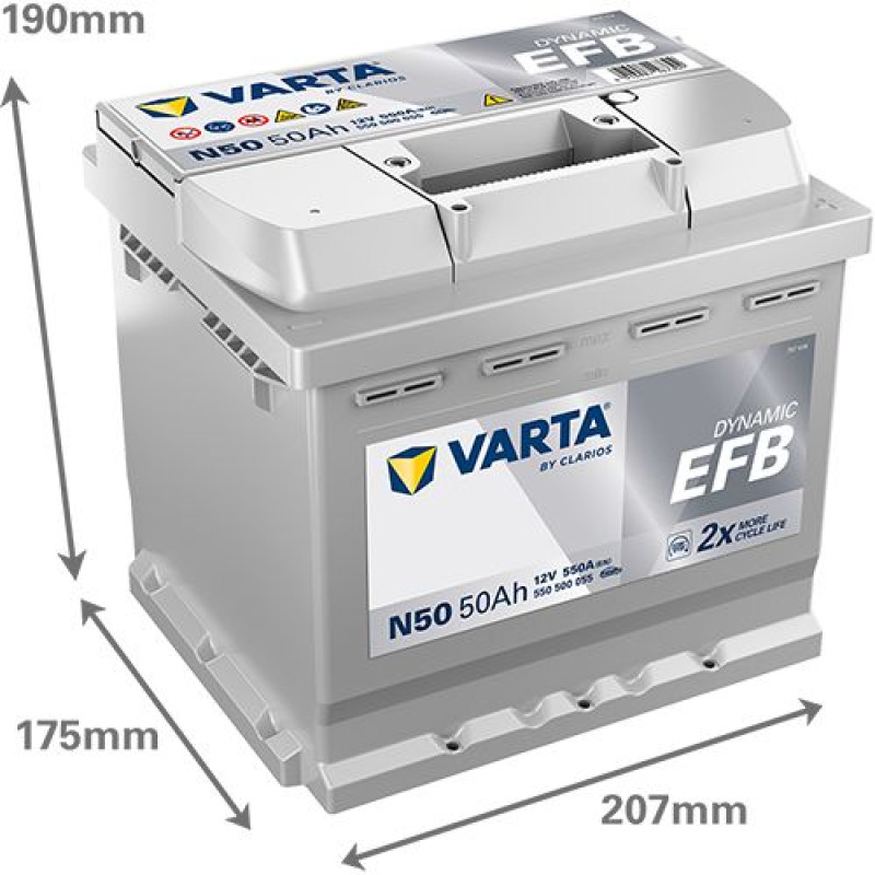 Акумулятор Varta N50 Blue Dynamic EFB 50Ah 550A R+ (550 500 055) Start-Stop