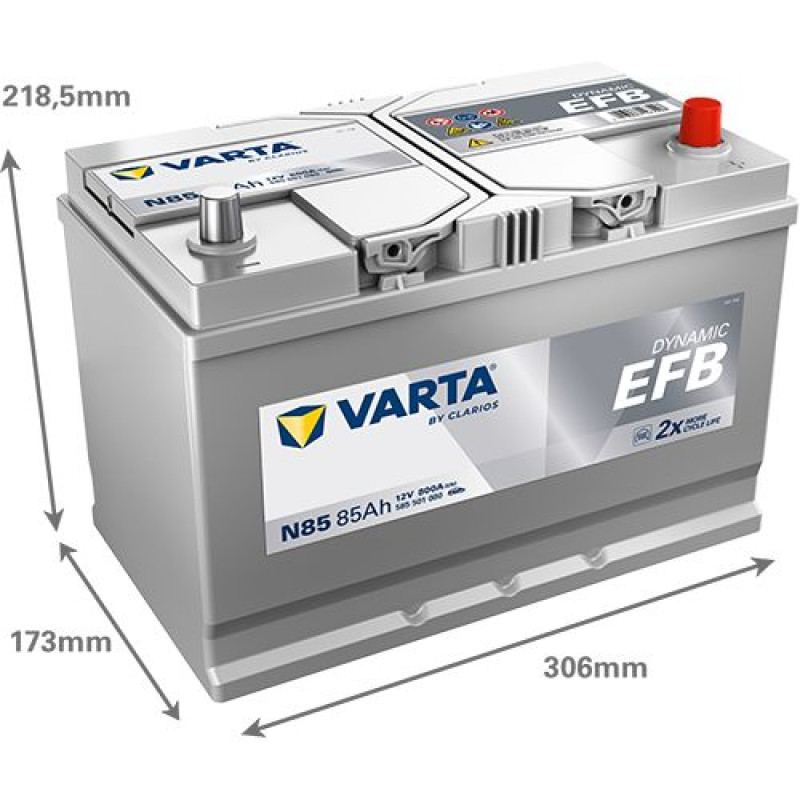 Акумулятор Varta N85 Blue Dynamic EFB 85Ah 800A R+ (Asia) (585 501 080) Start-Stop