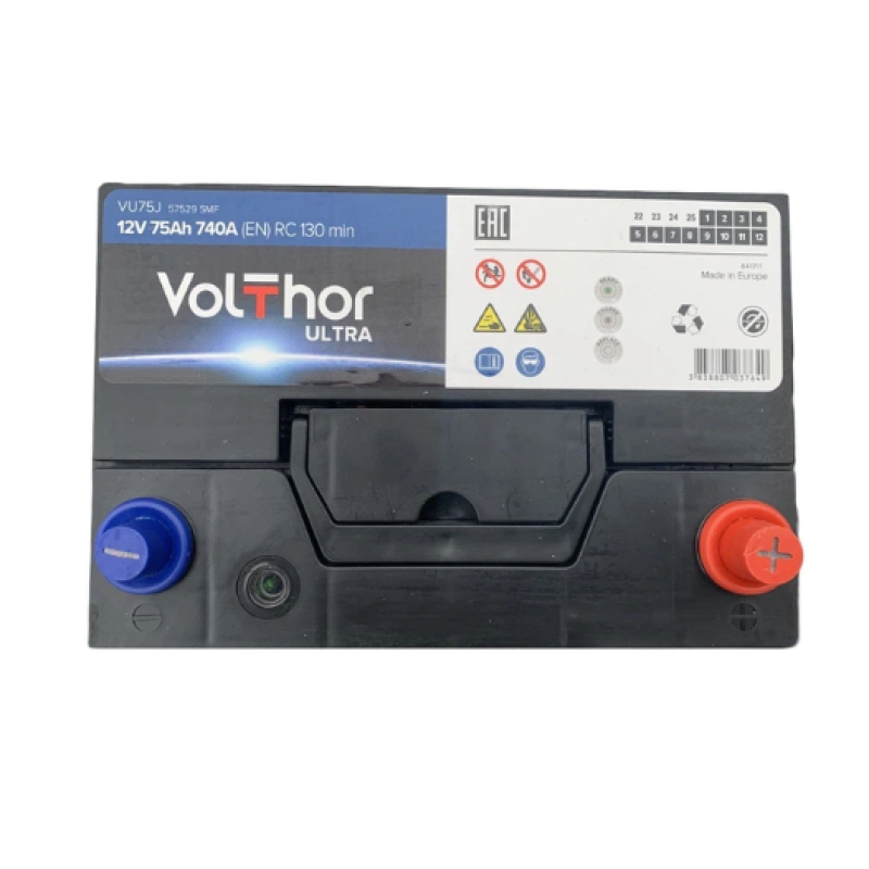Акумулятор Volthor Ultra 75Ah 740A R+ Asia (TAB)